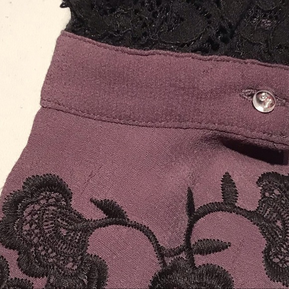 For Love & Lemons Cecilia Crop Top Cold Shoulder Purple/Black Lace Size XS - Picture 10 of 13